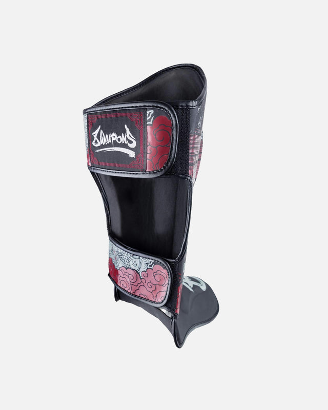 8 WEAPONS Shin guards Hanuman Yant – Black/Red