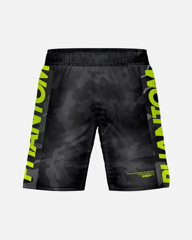 Phantom Athletics MMA Shorts EVO Neon - Zwart Camo/Neon
