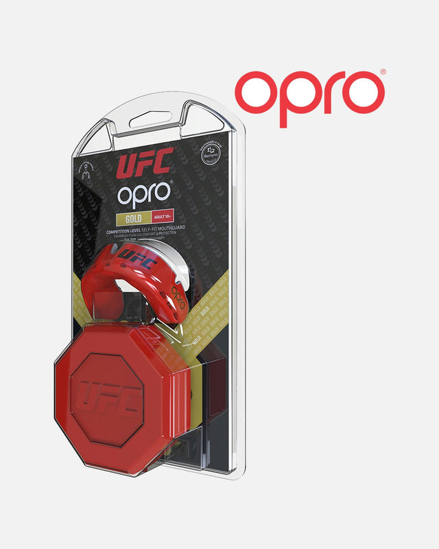 OPRO Mouthguard Gold – Red Metallic/Silver