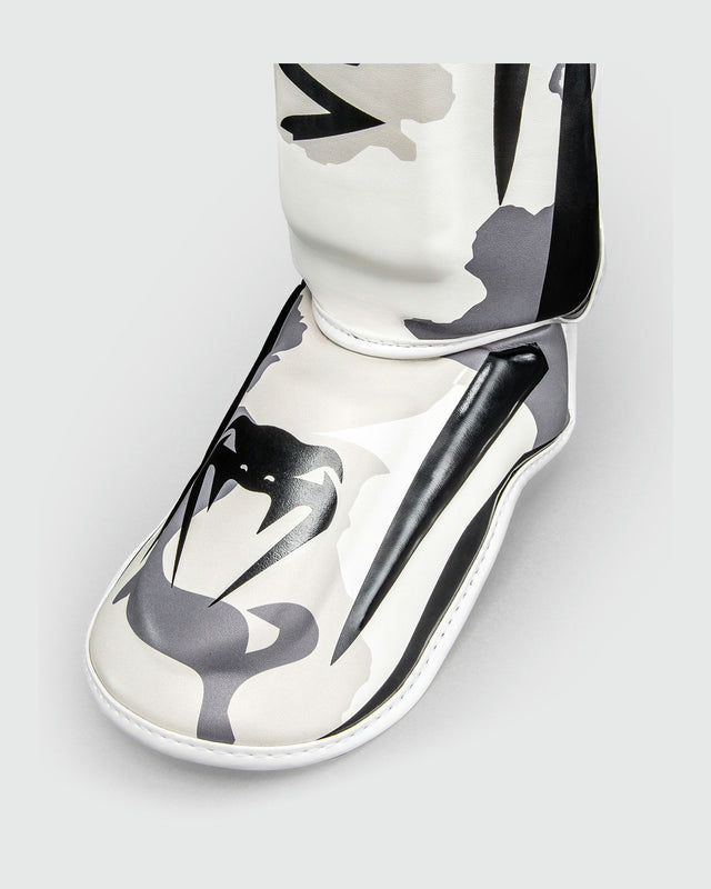 Espinilleras Venum Elite – Blanco/Gris jaspeado