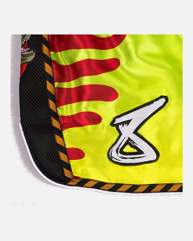8 WEAPONS Muay Thai Shorts Jurassic – Neon Green/Blood Red
