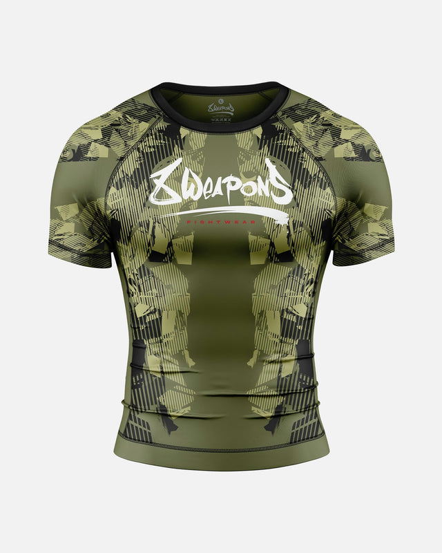 8 WEAPONS Rashguard Hit 2.0 - Olijf/Zwart