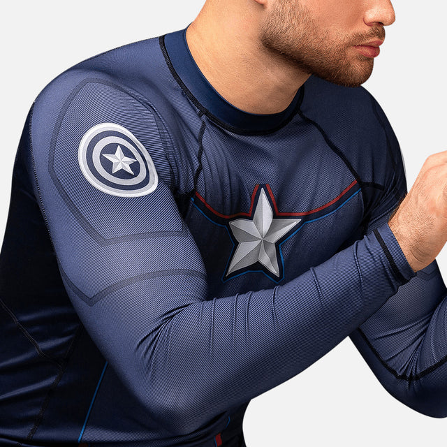 Rashguard Marvel Captain America Dlouhé rukávy – Modrý