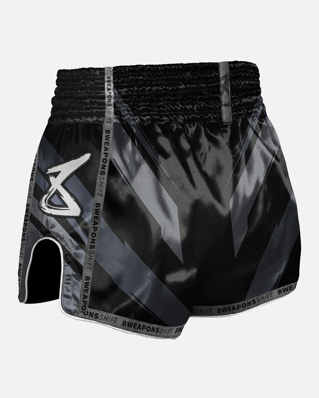 Spodenki Muay Thai 8 WEAPONS Shift – Czarne Mat