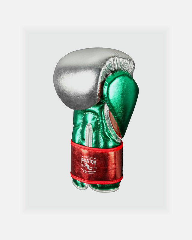 Mănuși de box Phantom Athletics Mexico – Argintiu/Verde/Roșu