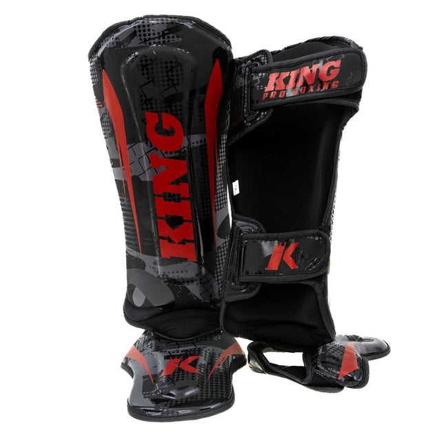 King Pro Boxing Kickboks Scheenbeschermers Shogun - Zwart/Rood