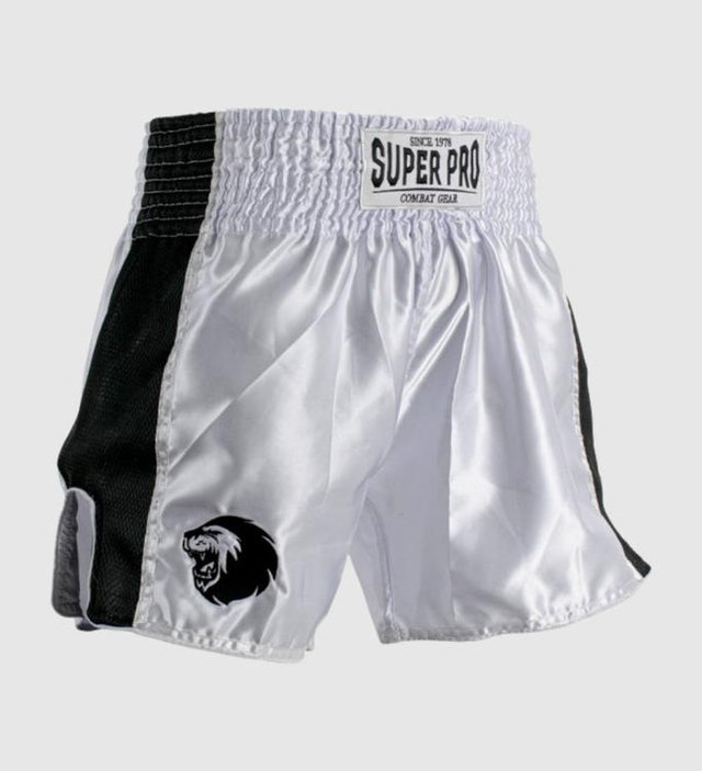 Spodenki do kickboxingu Super Pro Brave – Białe/Czarne
