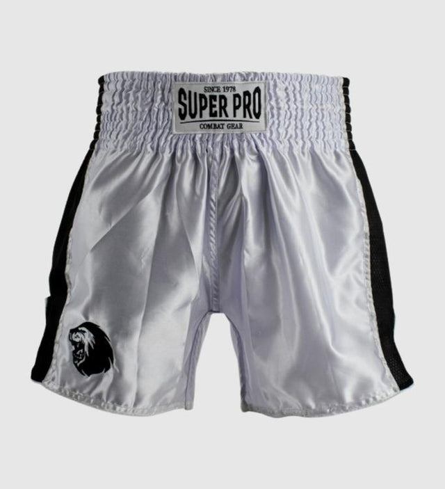 Spodenki do kickboxingu Super Pro Brave – Białe/Czarne
