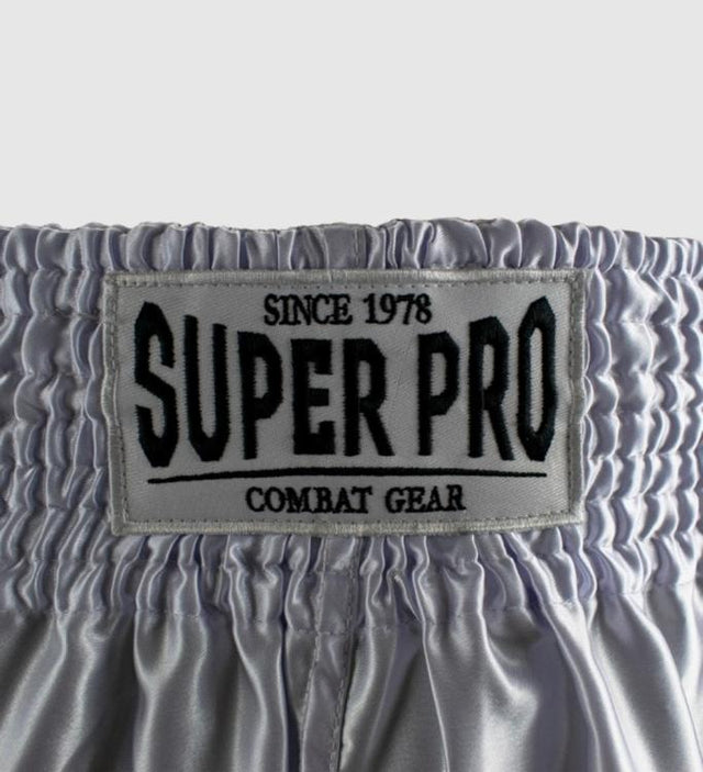 Spodenki do kickboxingu Super Pro Brave – Białe/Czarne
