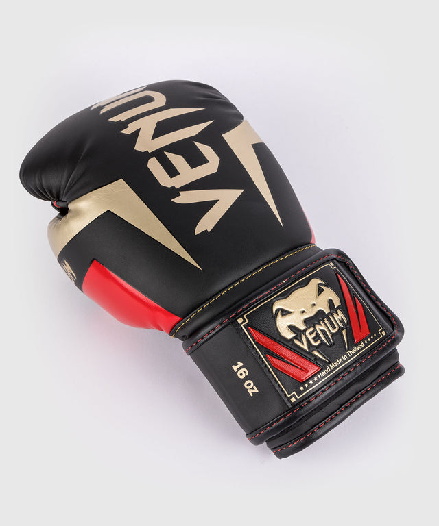 Venum bokshandschoenen Elite - Zwart/Goud/Rood