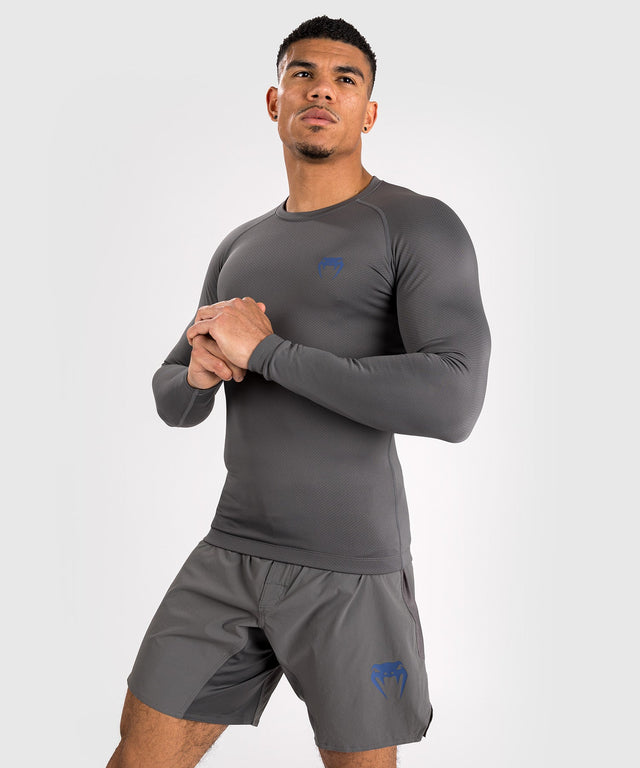 Venum Rashguard Contender Long Sleeves – Grey/Blue – Rashguard