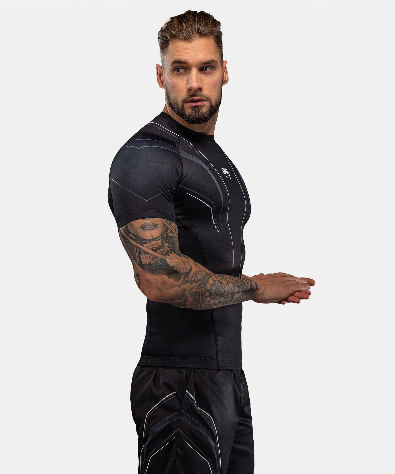 Venum Rashguard Streamline Korte Mouwen - Zwart/Wit