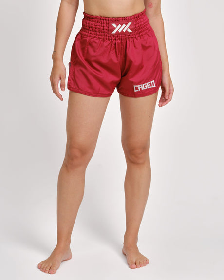Calções de Muay Thai Caged Classic – Vermelho
