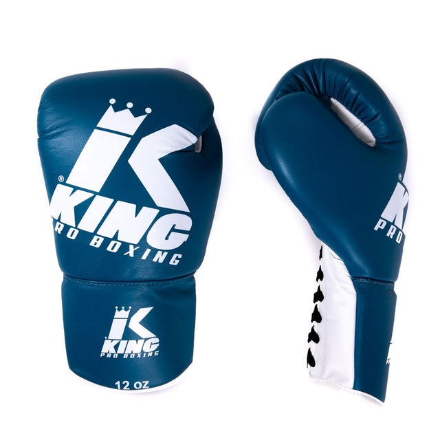 King Pro Boxing BG2 Boxing Gloves with Laces - Blue/White 