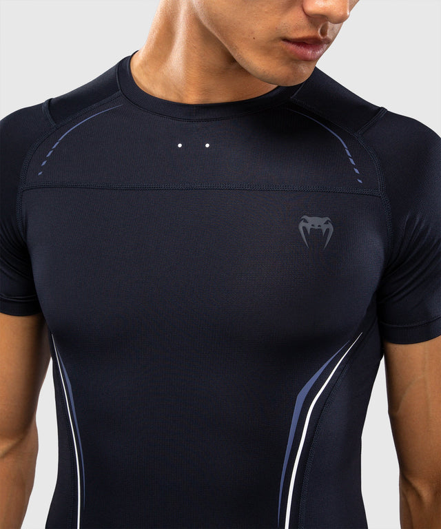 Venum Rashguard G-Core Korte Mouwen - Marineblauw/Wit