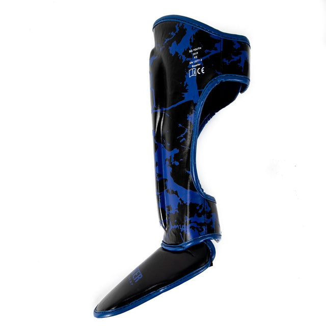 Booster Kickboks Scheenbeschermers Marble Kinderen - Zwart/Blauw