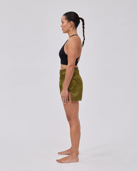 Caged Muay Thai Shorts Classic – Khaki Green/Black Women