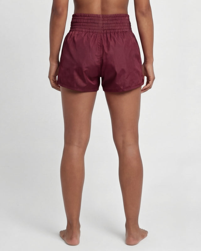 Caged Muay Thai Shorts Classic - Bordeaux Rood/Wit vrouw