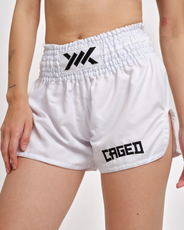 Caged Muay Thai Shorts Classic - Wit/Zwart vrouw