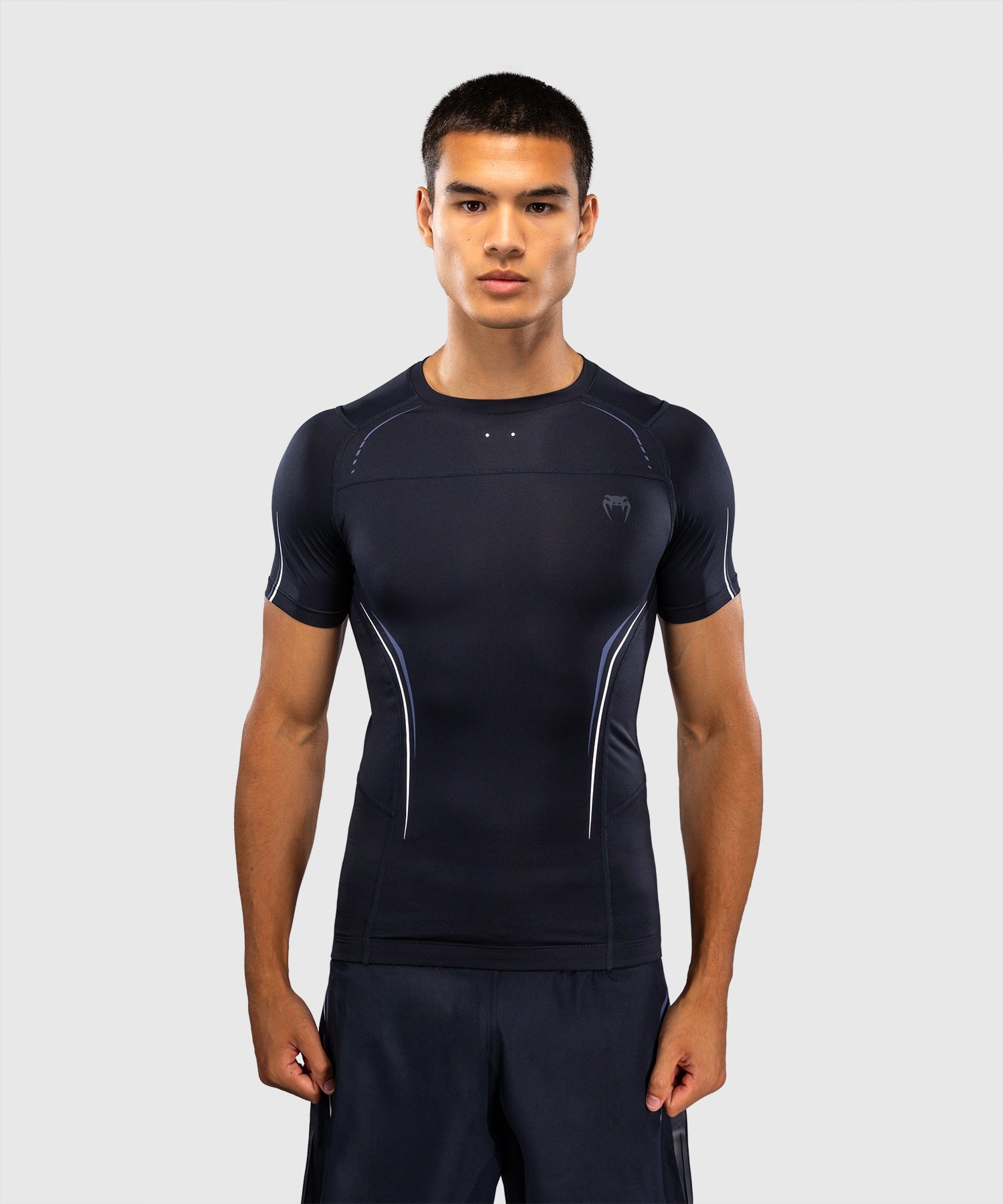 Venum Rashguard G-Core Korte Mouwen - Marineblauw/Wit