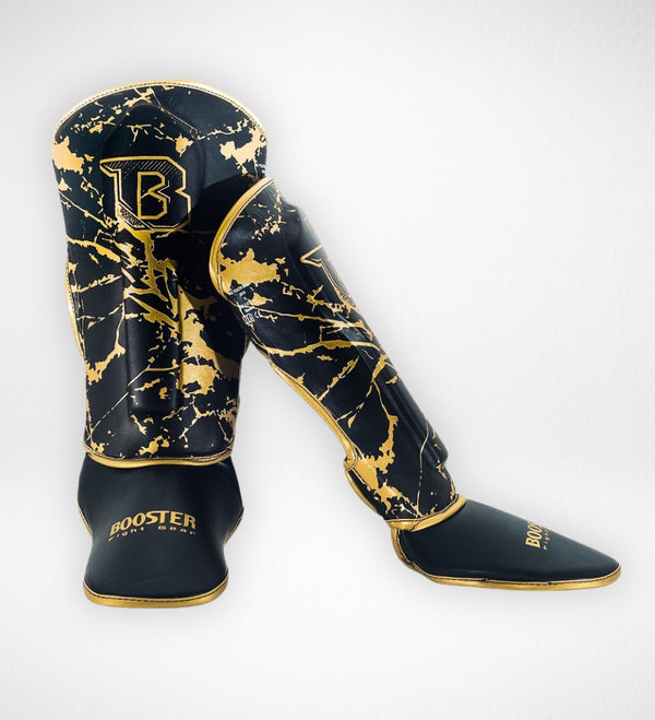 Booster Kickboks Scheenbeschermers Marble Kinderen - Zwart/Goud