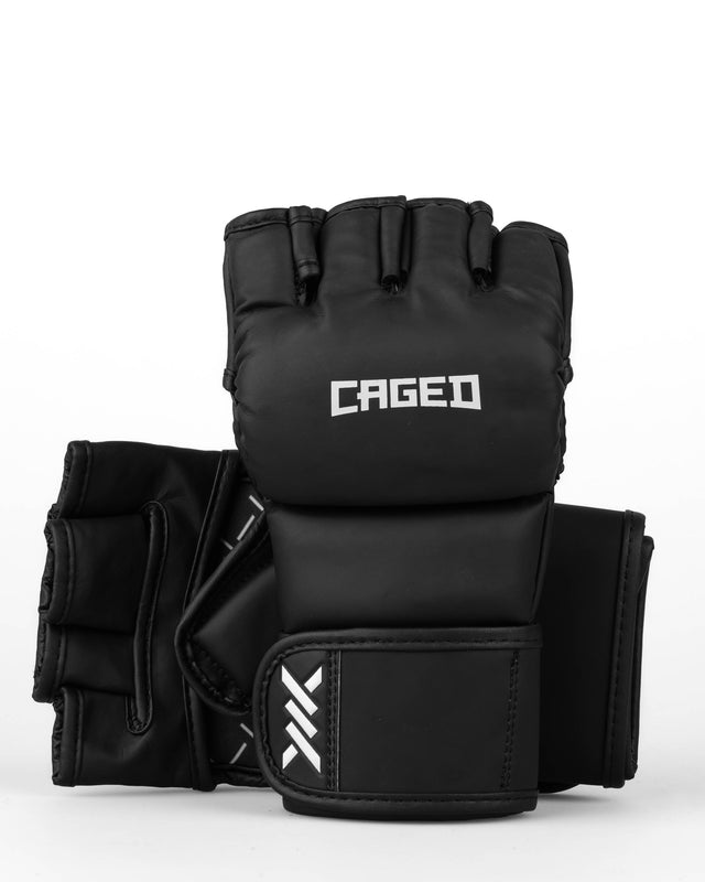Caged MMA Gloves Shadow - Matte Black/White
