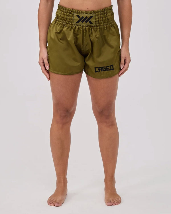 Caged Classic Muay Thai Shorts - Leger Groen