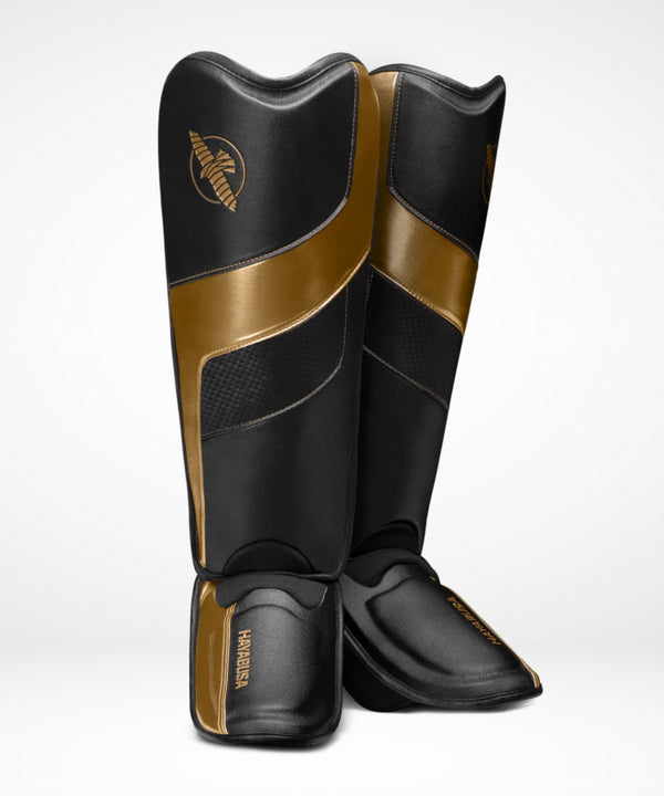 Hayabusa T3 Full Shin Guards - Black/Gold