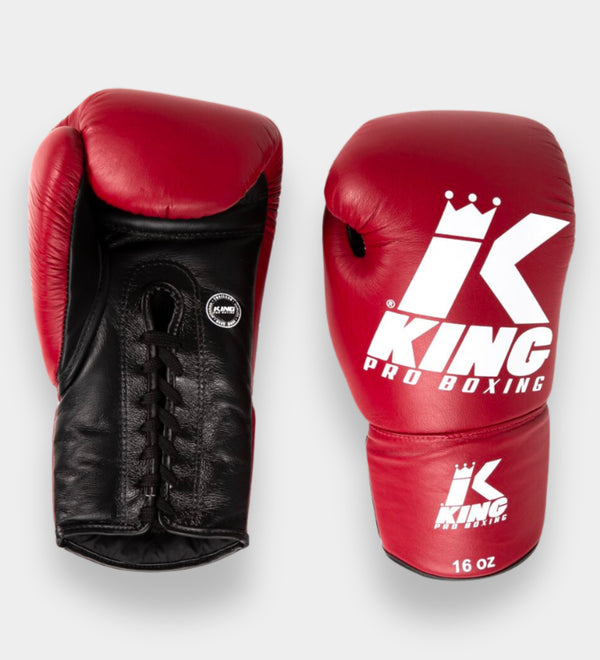 King Pro Boxing BG1 Boxing Gloves with Laces - Red/Black 