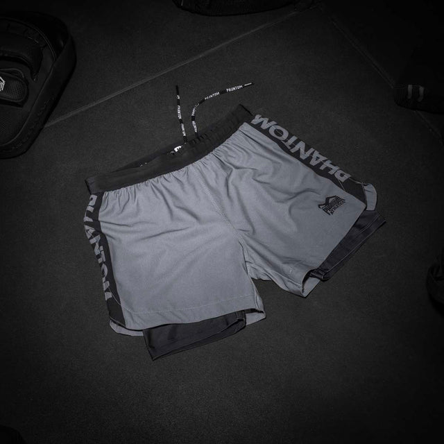 Phantom Athletics Compressie Shorts Fusion 2in1 Apex - Grijs