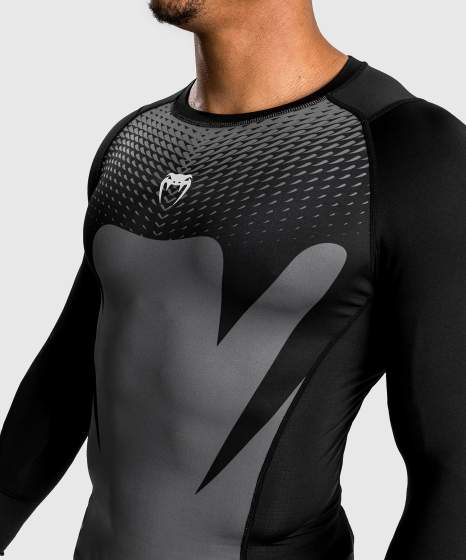Koszulka Rashguard Venum Attack z długimi rękawami – czarna/szara