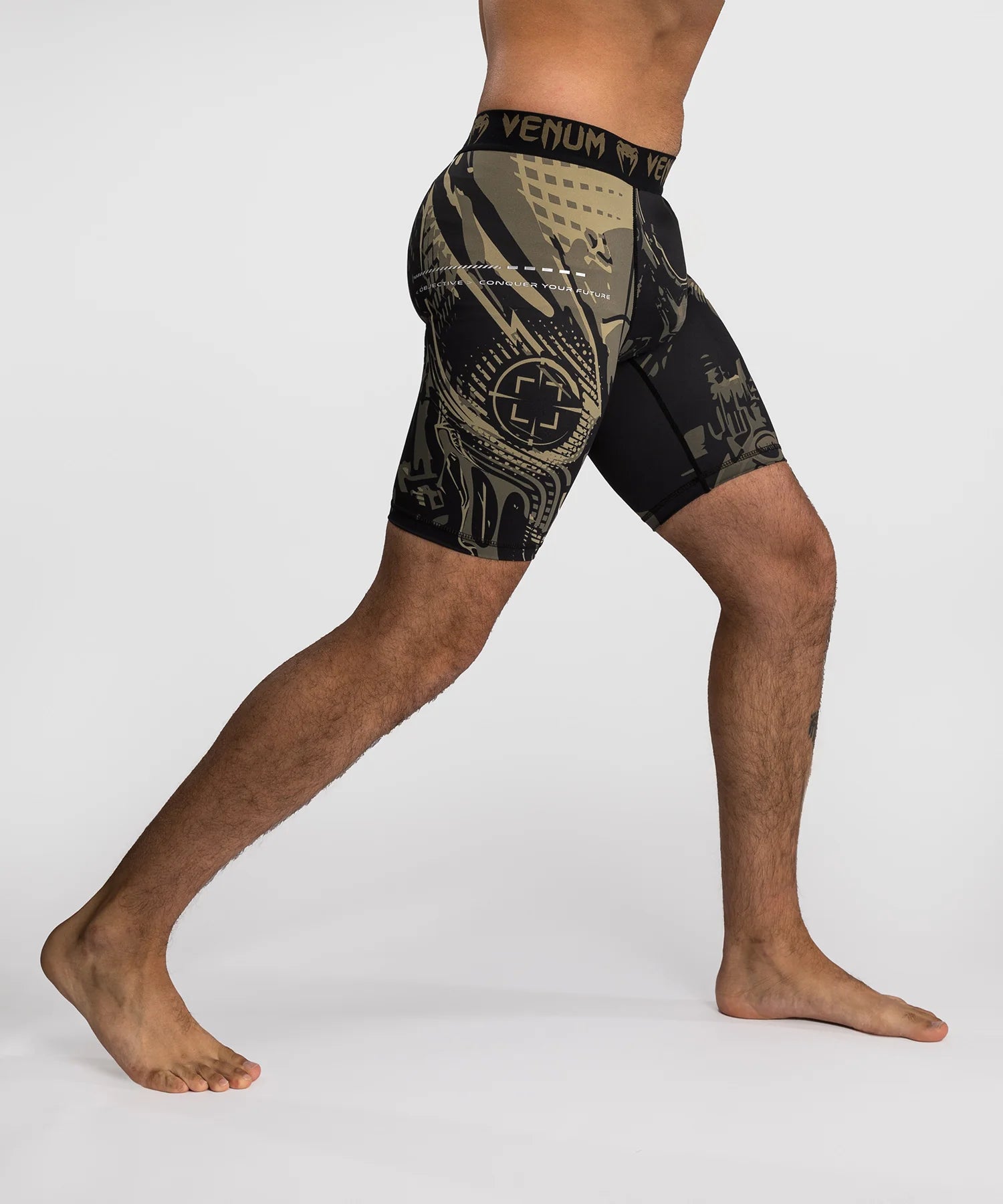 Venum Invader Compression Shorts - Black/Sand