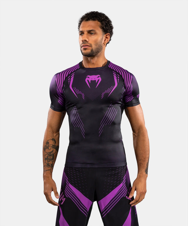 Venum Rashguard No-Gi 6.0 Korte Mouwen - Zwart/Paars