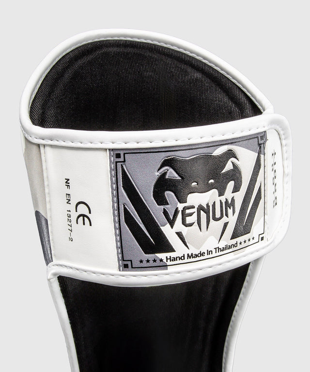 Espinilleras Venum Elite – Blanco/Gris jaspeado