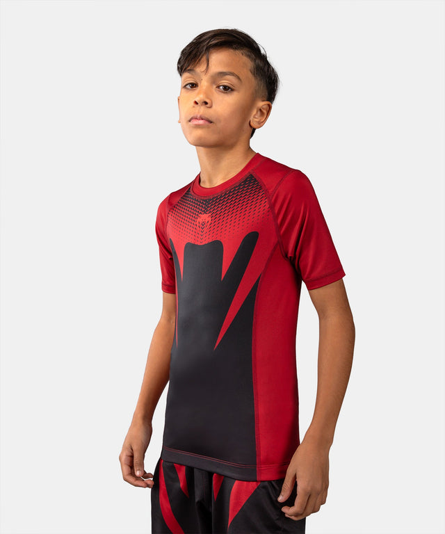 Venum Rashguard Attack Korte Mouwen Kinderen - Zwart/Rood