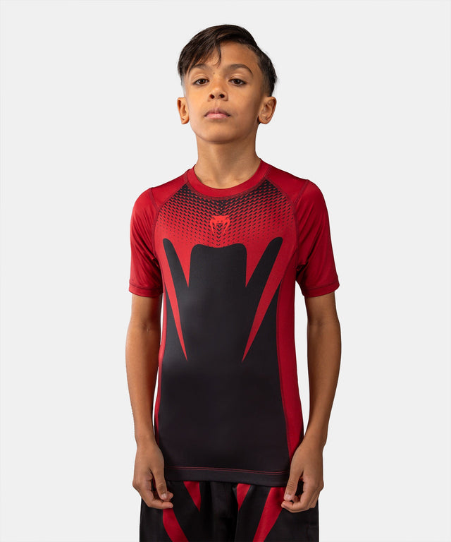 Venum Rashguard Attack Korte Mouwen Kinderen - Zwart/Rood