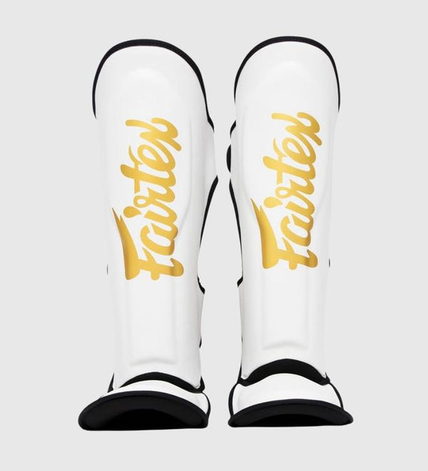 Fairtex Kickboks Scheenbeschermers FXB - Wit/Goud