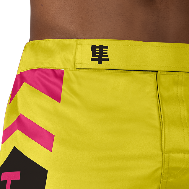 Hayabusa MMA Shorts Icon Lang - Geel/Blauw/Roze