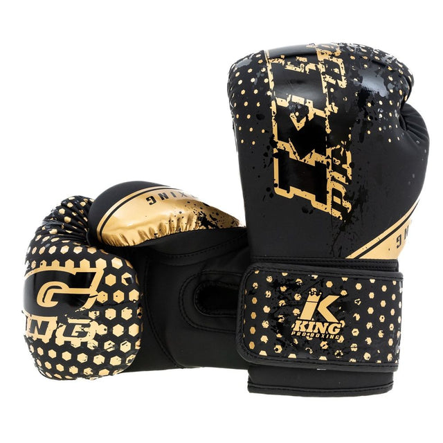 Dziecięce rękawice bokserskie King Pro Boxing Hexagon – Czarny/Złoty