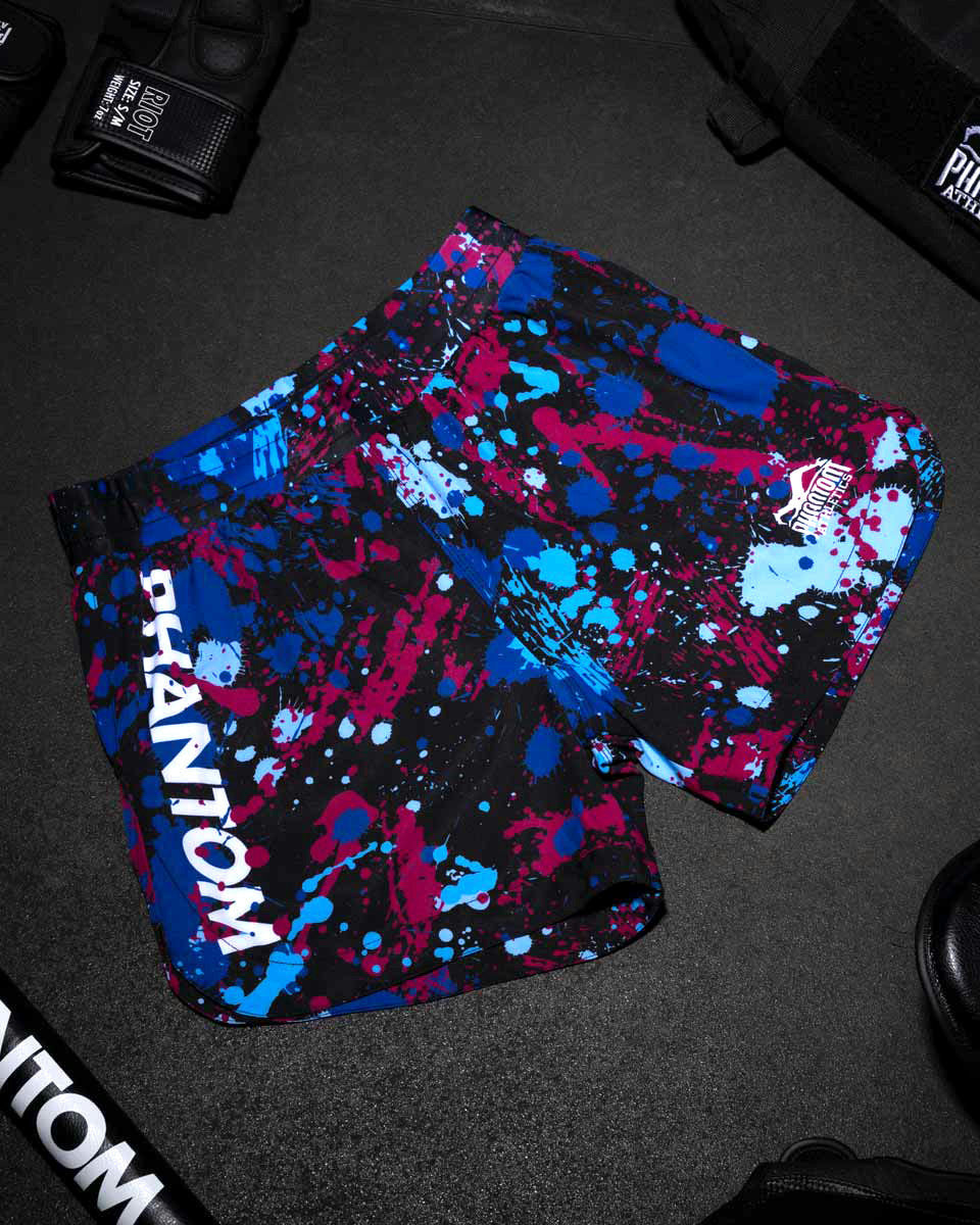 Pantaloni scurți MMA Phantom Athletics Fusion Splatter – Albastru