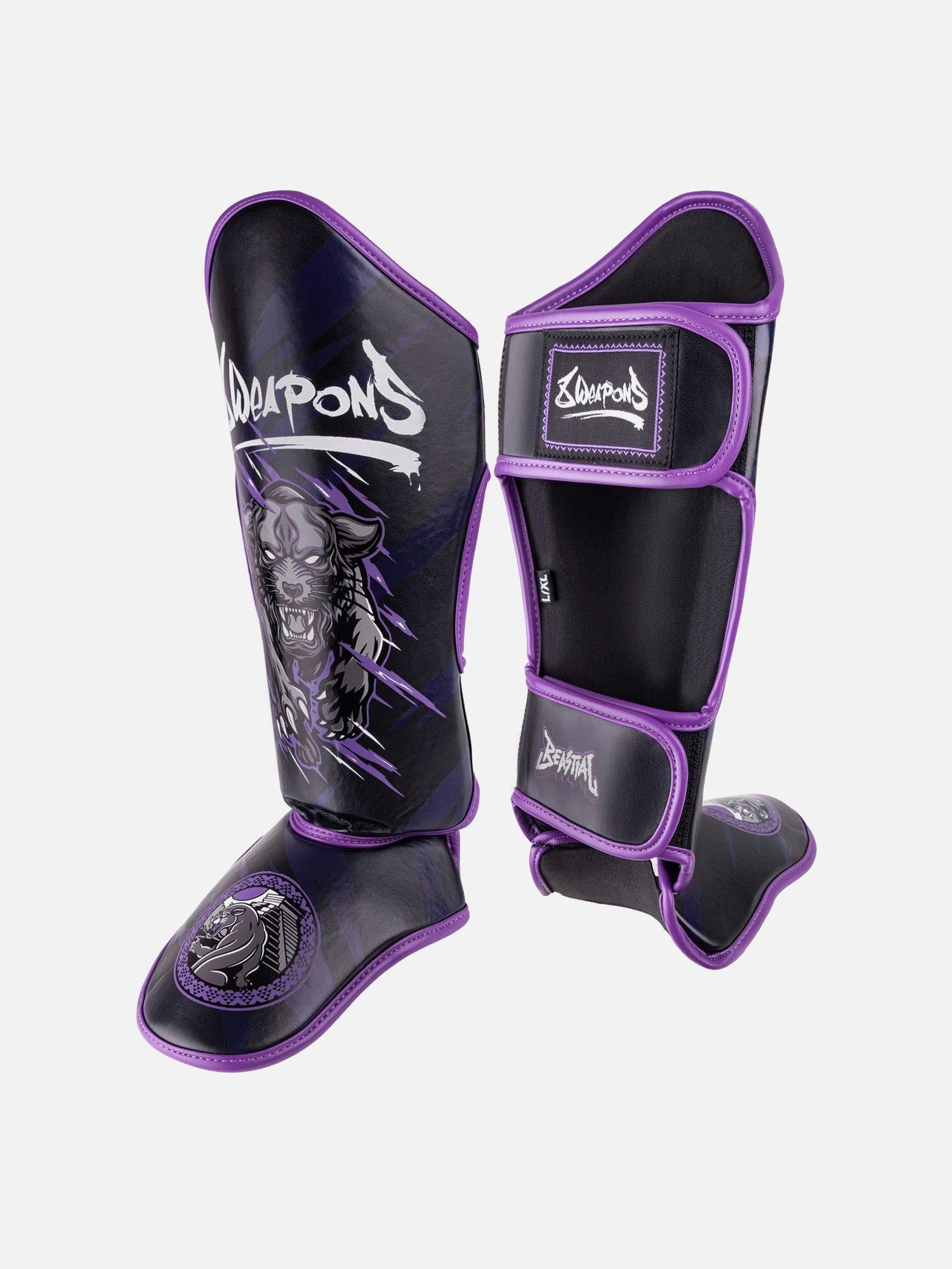 8 WEAPONS Shin guards Beastial Panther – Black/Purple