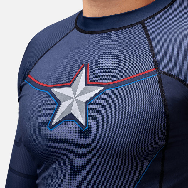 Rashguard Marvel Captain America Dlouhé rukávy – Modrý