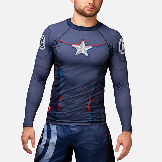 Rashguard Marvel Captain America Dlouhé rukávy – Modrý