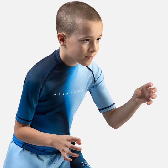 Hayabusa Rashguard Apex Nova Korte Mouwen Kinderen - Blauw