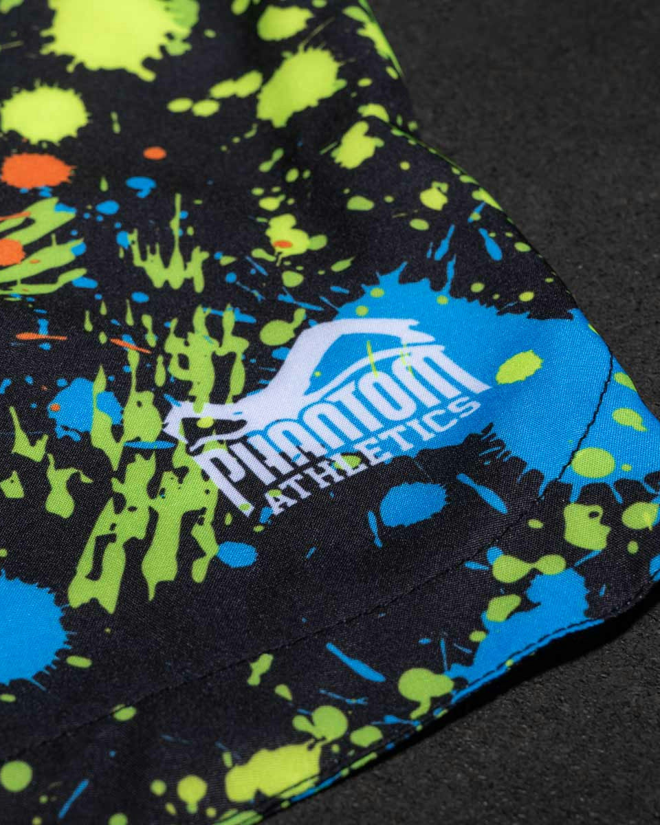 Phantom Athletics MMA Shorts Fusion Splatter - Zwart/Neon