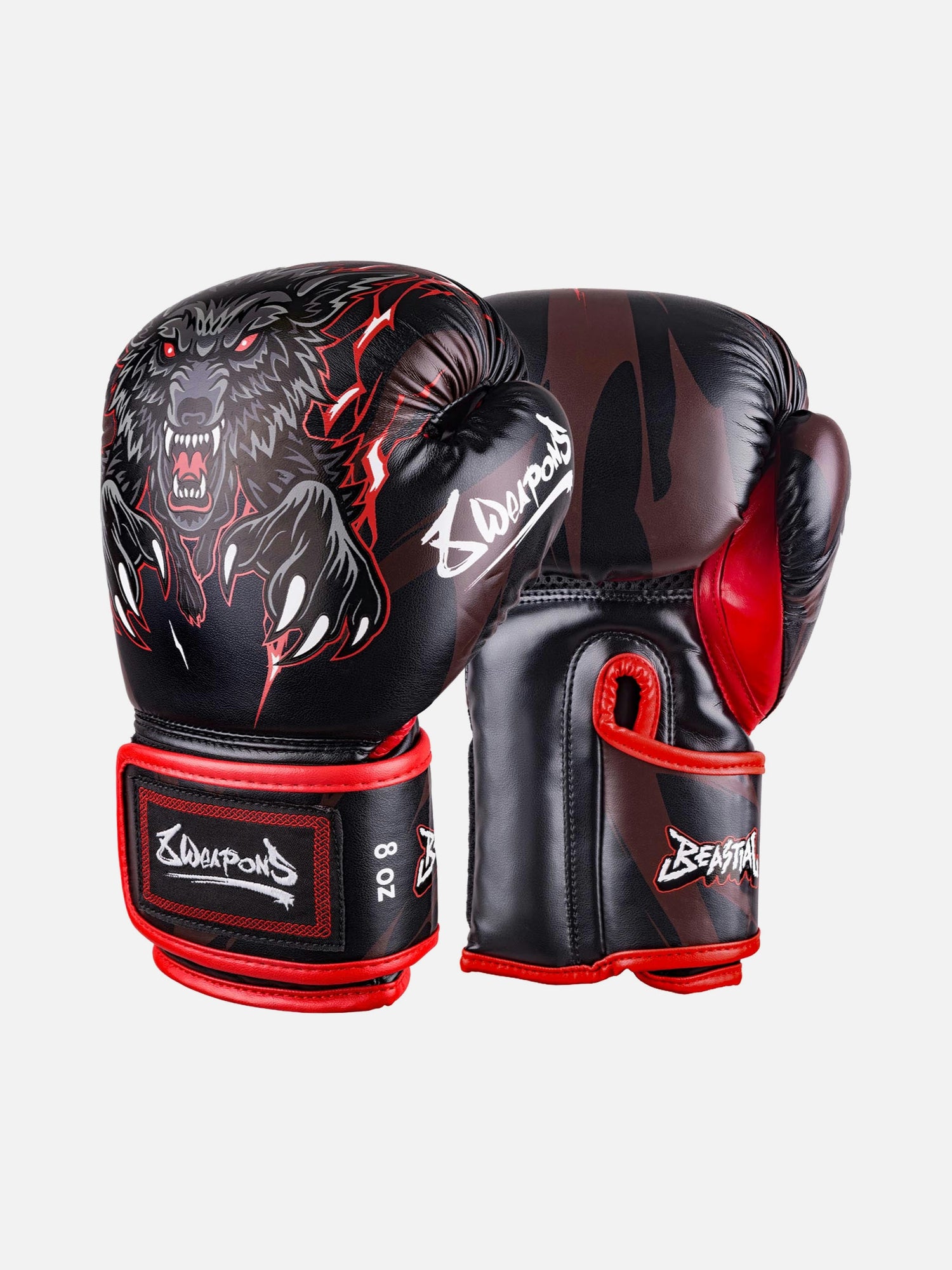 8 WEAPONS Bokshandschoenen Beastial Wolf Kinderen - Zwart/Rood