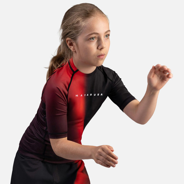 Hayabusa Rashguard Apex Nova Korte Mouwen Kinderen - Rood