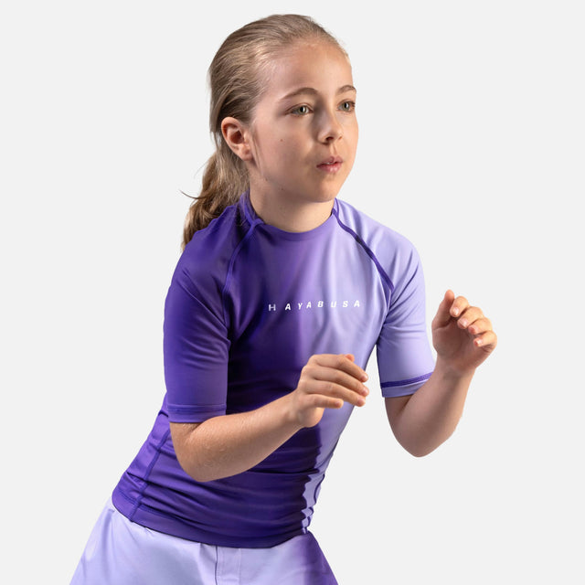 Hayabusa Rashguard Apex Nova Korte Mouwen Kinderen - Paars