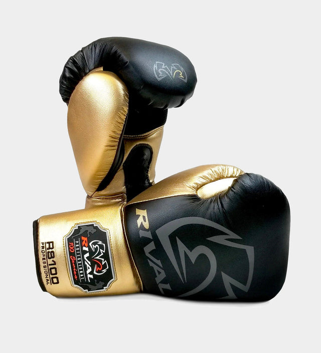 Rival (Kick)Bokshandschoenen RS100 Professional - Zwart/Goud - (Kick)Bokshandschoenen