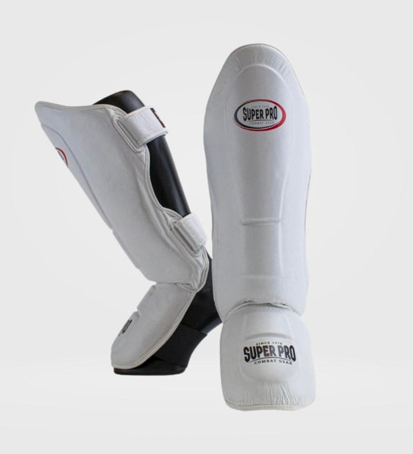 Super Pro Kickboks Scheenbeschermers Thai Pro Leer - Wit